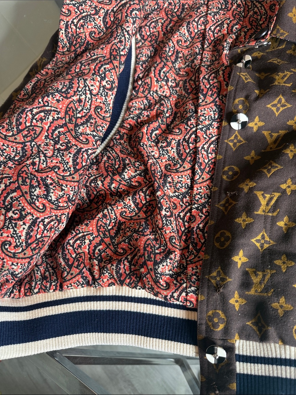 Louis Vuitton Brown & Gold Monogram Varsity Jacket - Picture 2 of 4